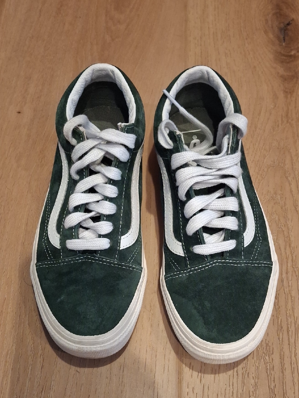 Vans Green Suede Low-Top Sneakers with White Accents
